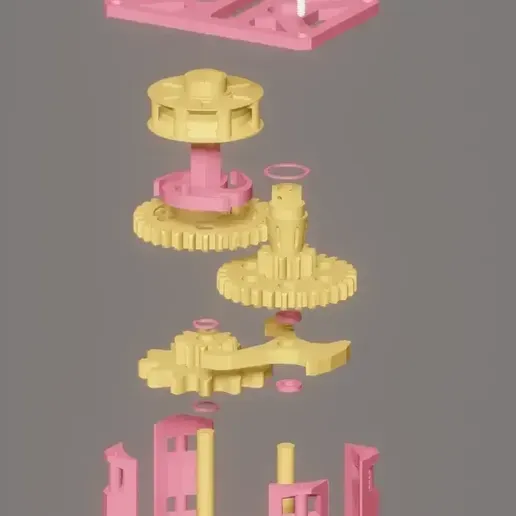 Image de présentation du modèle 3D imprimmable: Mécanisme à remonter WUM-3 haute qualité pour impression 3D!  (Avec guide et Modules Cadeaux)