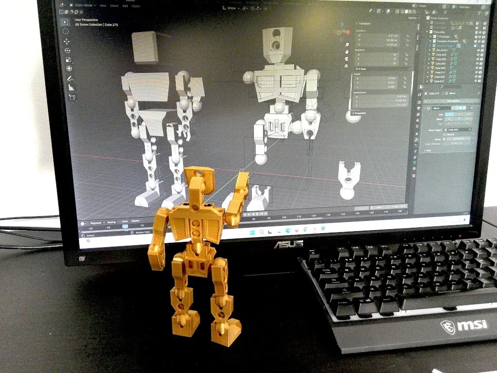 Image de présentation du modèle 3D imprimmable: ProtoMan: Un robot articulé et dummy modulable avec les Proto-Block