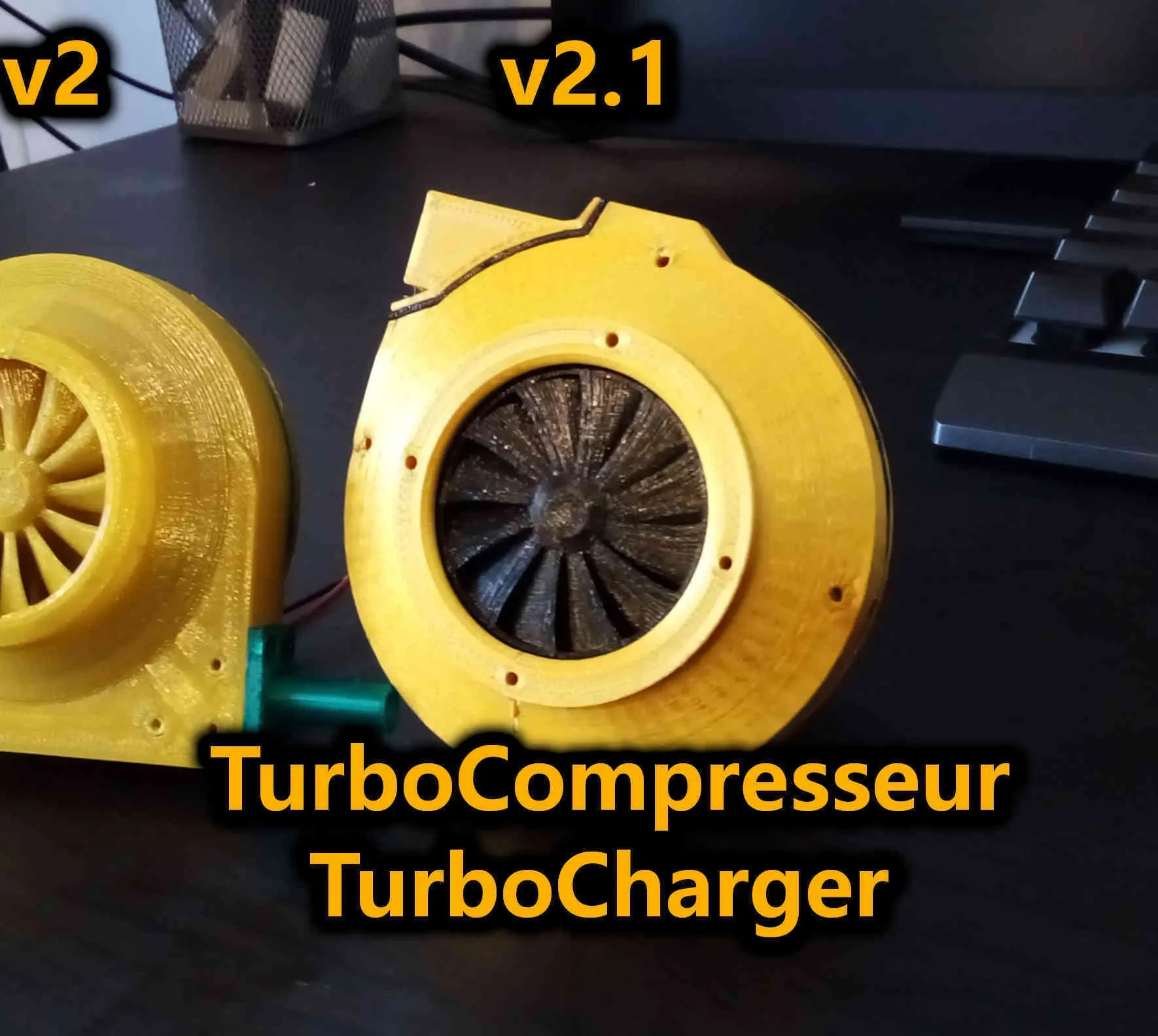 Image de présentation du modèle 3D imprimmable: Turbocompresseur puissant et lowcost imprimé en 3D.